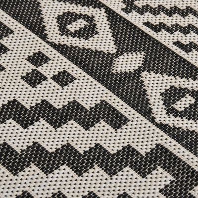 vidaXL Outdoor Flatweave Rug 80x150 cm Black Stripes