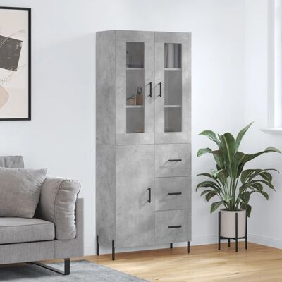 vidaXL Highboard Concrete Grey 69.5x34x180 cm Engineered Wood