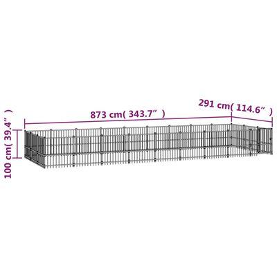 vidaXL Outdoor Dog Kennel Steel 25.4 m²