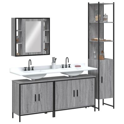 vidaXL 4 Piece Bathroom Cabinet Set Grey Sonoma Engineered Wood