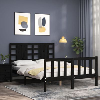 vidaXL Bed Frame without Mattress Black 120x200 cm Solid Wood Pine