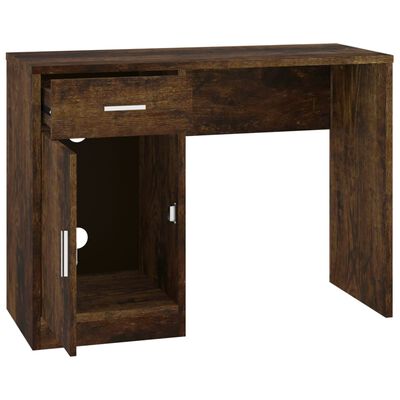 vidaXL Desk with Drawer&Cabinet Smoked Oak 100x40x73 cm Engineered Wood