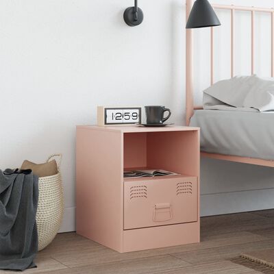 vidaXL Bedside Cabinet Pink 34.5x39x44 cm Steel