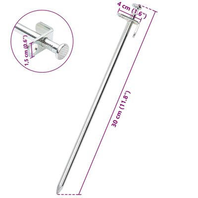 vidaXL Tent Pegs 24 pcs 30 cm 8 mm Galvanised Steel