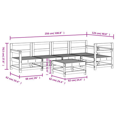 vidaXL 6 Piece Garden Lounge Set White Solid Wood Pine