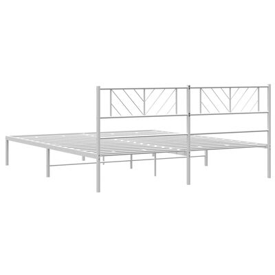 vidaXL Metal Bed Frame without Mattress with Headboard White 183x213 cm