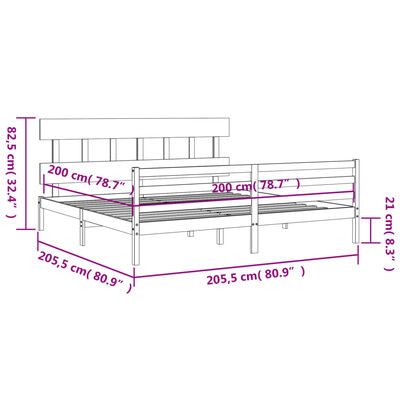 vidaXL Bed Frame without Mattress 200x200 cm Solid Wood