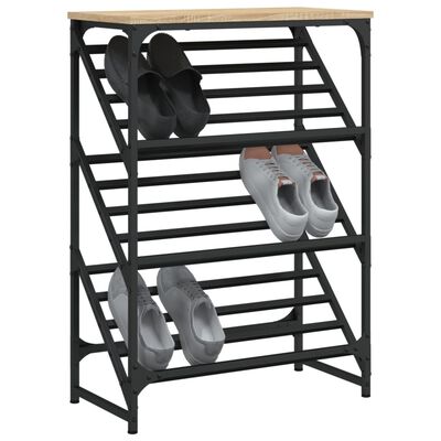 vidaXL Shoe Rack Sonoma Oak 60x30x85 cm Engineered Wood