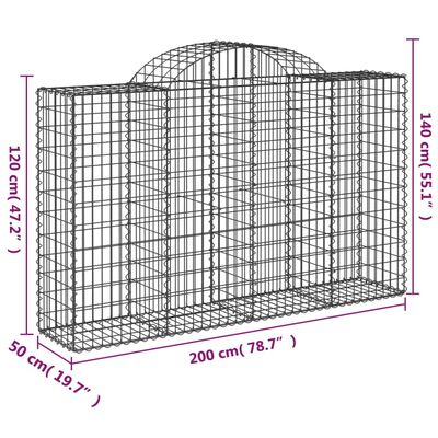 vidaXL Arched Gabion Baskets 25 pcs 200x50x120/140 cm Galvanised Iron