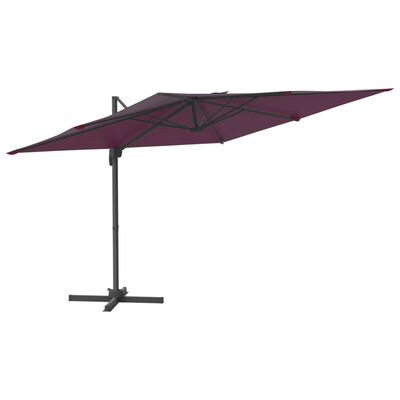 vidaXL LED Cantilever Garden Parasol Bordeaux Red 400x300 cm