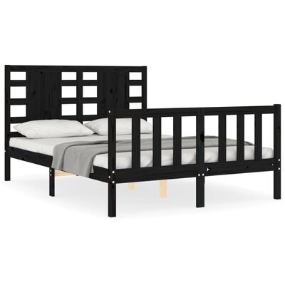 vidaXL Bed Frame without Mattress Black 140x190 cm Solid Wood Pine