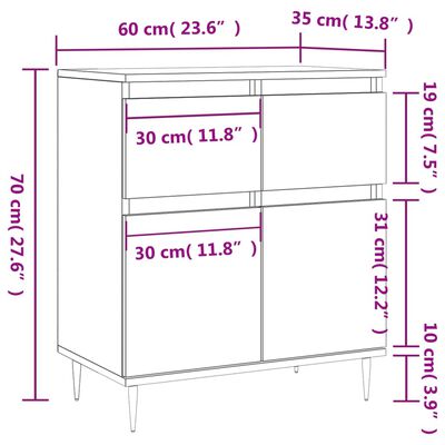 vidaXL Sideboard Grey Sonoma 60x35x70 cm Engineered Wood