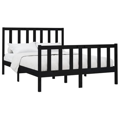 vidaXL Bed Frame without Mattress Black 140x200 cm Solid Wood Pine