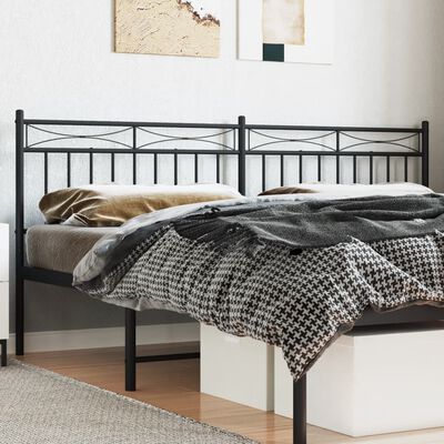 vidaXL Metal Headboard Black 200 cm