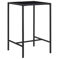 vidaXL Garden Bar Table Black 70x70x110 cm Poly Rattan and Glass