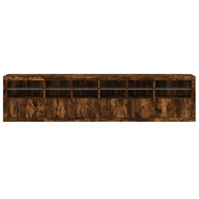 vidaXL Sideboard with LED Lights Smoked Oak 283x37x67 cm