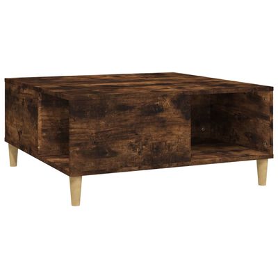 vidaXL Coffee Table Smoked Oak 80x80x36.5 cm Engineered Wood