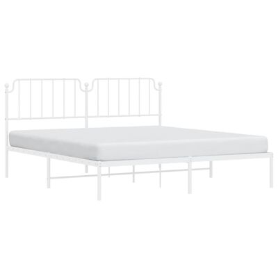 vidaXL Metal Bed Frame without Mattress with Headboard White 183x213 cm