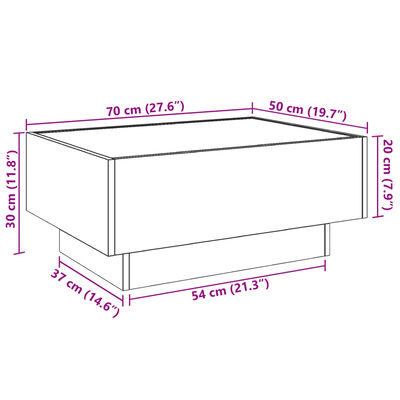 vidaXL Coffee Table with LED Sonoma Oak 70x50x30 cm Engineered Wood