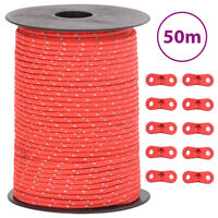 vidaXL Tent Guy Rope with Reflective Strips and Spanners 50 m 3 mm