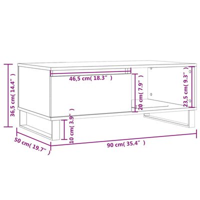 vidaXL Coffee Table Brown Oak 90x50x36.5 cm Engineered Wood