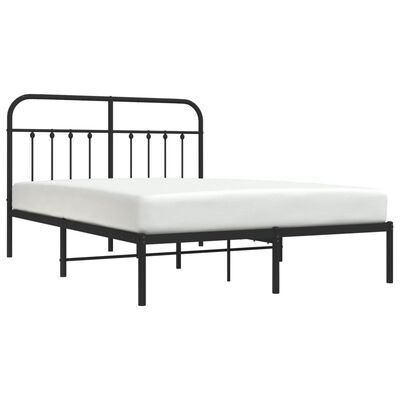 vidaXL Metal Bed Frame without Mattress with Headboard Black 140x190 cm