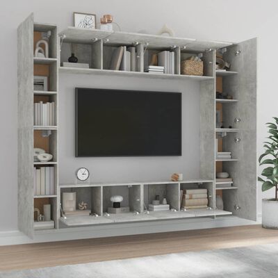 vidaXL 8 Piece TV Cabinet Set Concrete Grey Engineered Wood