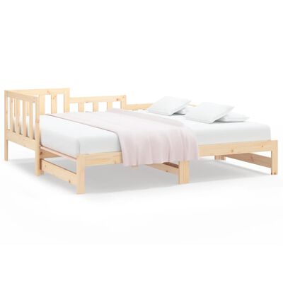 vidaXL Pull-out Day Bed without Mattress 2x(90x200) cm Solid Wood Pine