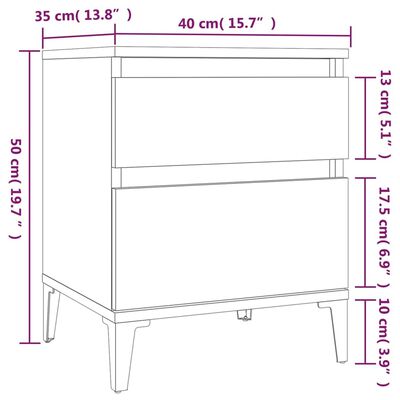 vidaXL Bedside Cabinets 2 pcs Brown Oak 40x35x50 cm