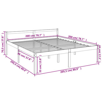 vidaXL Senior Bed without Mattress White 200x200 cm Solid Wood Pine