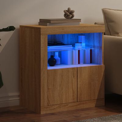 vidaXL Sideboard with LED Lights Sonoma Oak 60.5x37x67 cm