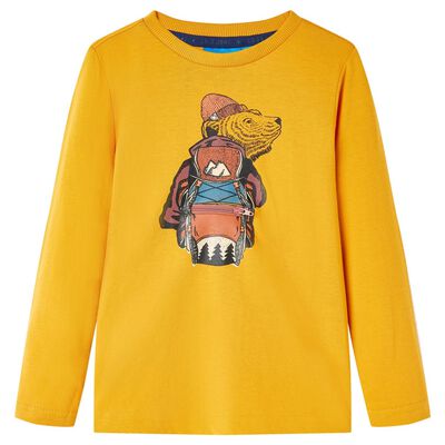 Kids' T-shirt with Long Sleeves Ochre 128