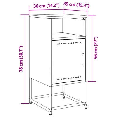 vidaXL Bedside Cabinet Olive Green 36x39x78 cm Steel