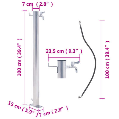 vidaXL Garden Water Column 100 cm Stainless Steel Round