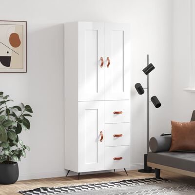 vidaXL Highboard High Gloss White 69.5x34x180 cm Engineered Wood