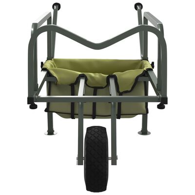 vidaXL Fishing Trolley Green with Wheel Powder-coated Steel