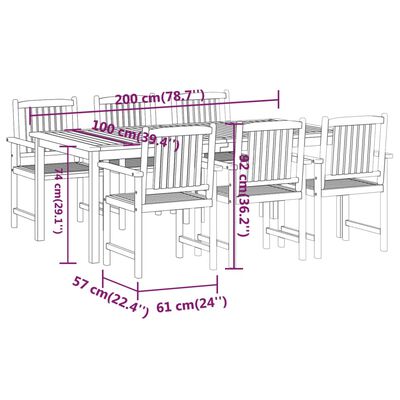 vidaXL 7 Piece Garden Dining Set Solid Wood Acacia