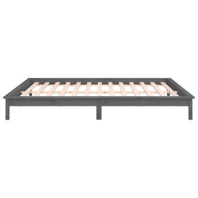 vidaXL LED Bed Frame without Mattress Grey 180x200 cm Super King Solid Wood