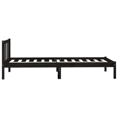 vidaXL Bed Frame without Mattress Black Solid Wood 90x200 cm