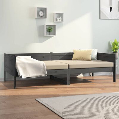 vidaXL Day Bed without Mattress Grey Solid Wood Pine 90x200 cm