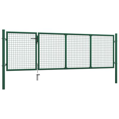 vidaXL Garden Gate Steel 350x100 cm Green