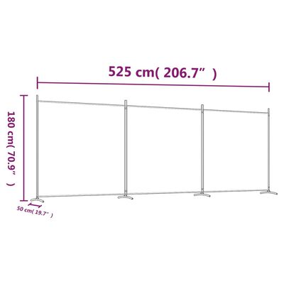 vidaXL 3-Panel Room Divider Brown 525x180 cm Fabric