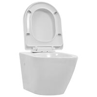 vidaXL Wall Hung Rimless Toilet Ceramic White