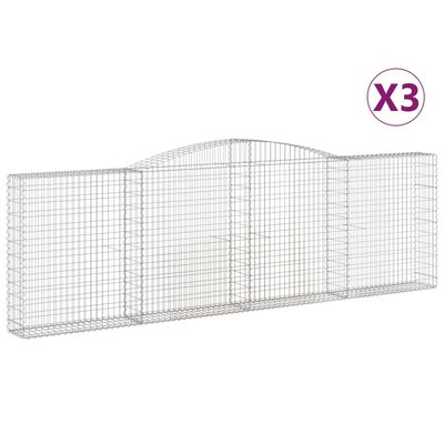 vidaXL Arched Gabion Baskets 3 pcs 400x30x120/140 cm Galvanised Iron