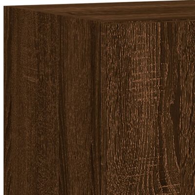 vidaXL TV Wall Cabinet with LED Lights Brown Oak 30.5x35x70 cm