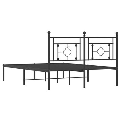 vidaXL Metal Bed Frame without Mattress with Headboard Black 140x200 cm