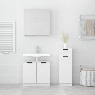 vidaXL 3 Piece Bathroom Cabinet Set White Engineered Wood