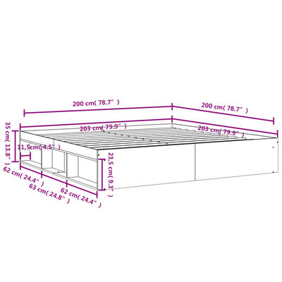 vidaXL Bed Frame without Mattress White 200x200 cm