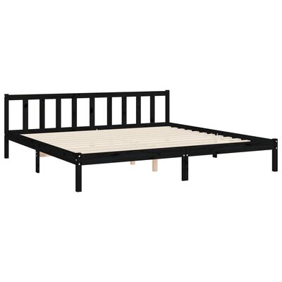 vidaXL Bed Frame without Mattress Black Super King Size Solid Wood Pine