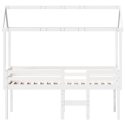 vidaXL High Sleeper Bed without Mattress White 75x190 cm Small Single Solid Wood Pine